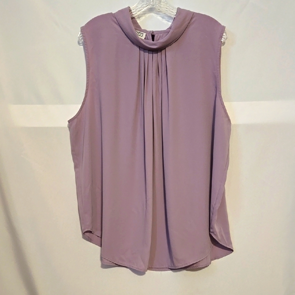 Dress Barn, Blouse, Sz 22/24, Pleated Front, High Neck, Cowl, Lilac, Sleeveless